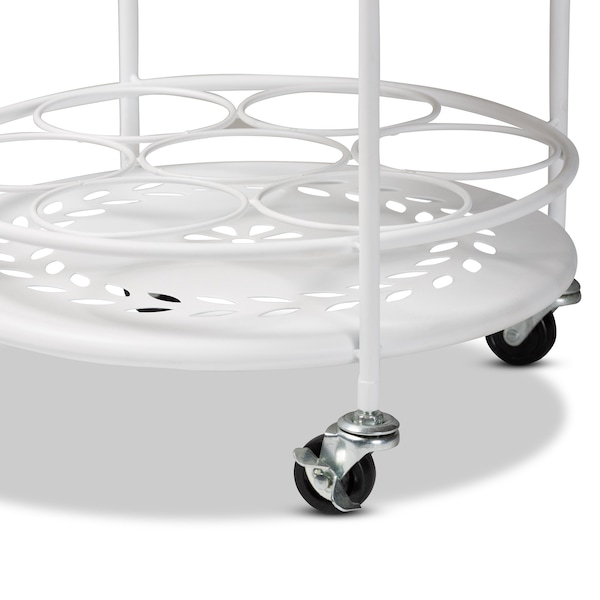 Baxton Studio Dallan Modern Industrial White Metal 2-Tier Kitchen Cart - 193-12117-ZORO
