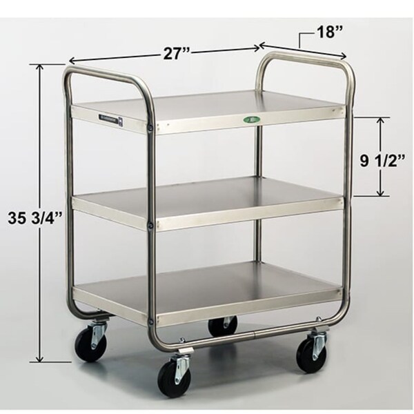 Lakeside Tubular Frame Stainless Steel 3-Shelf Cart; 500 lb Capacity, 18"x27" - 222