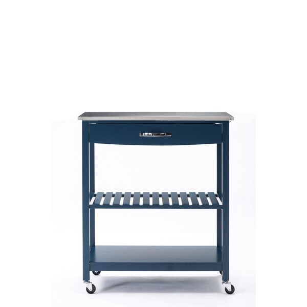 Boraam Boraam 50659 Holland Kitchen Cart with Stainless Steel Top - Navy Blue - 50659