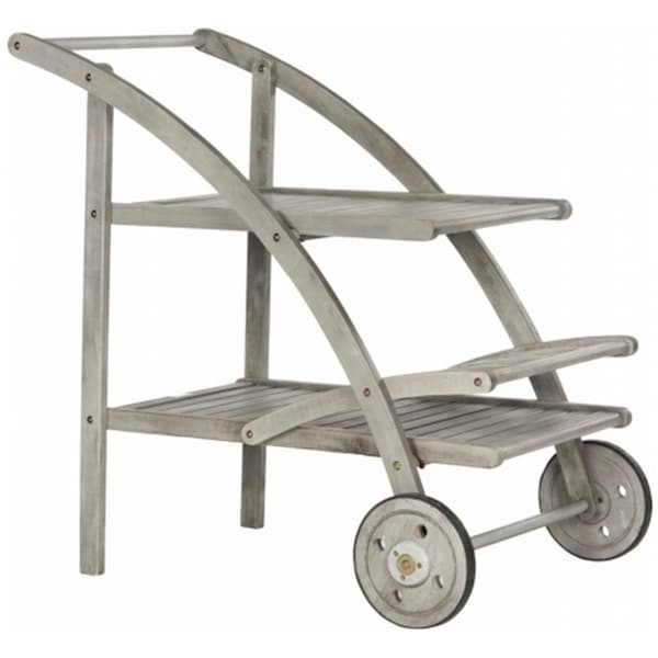 Safavieh Lodi Tea Cart- Grey Wash and Beige - 34.3 x 34.3 x 25.2 in. - PAT7009B