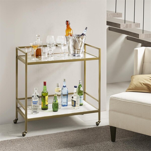 Martha Stewart Antique Golden Metallic Lionel Bar Cart - MT135-0036