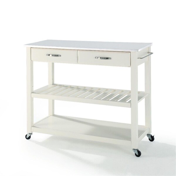 Crosley Brands Full Size Granite Top Kitchen Prep Cart, White - KF30056WH