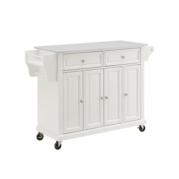 Crosley Brands Full Size Granite Top Kitchen Cart, White - KF30005EWH
