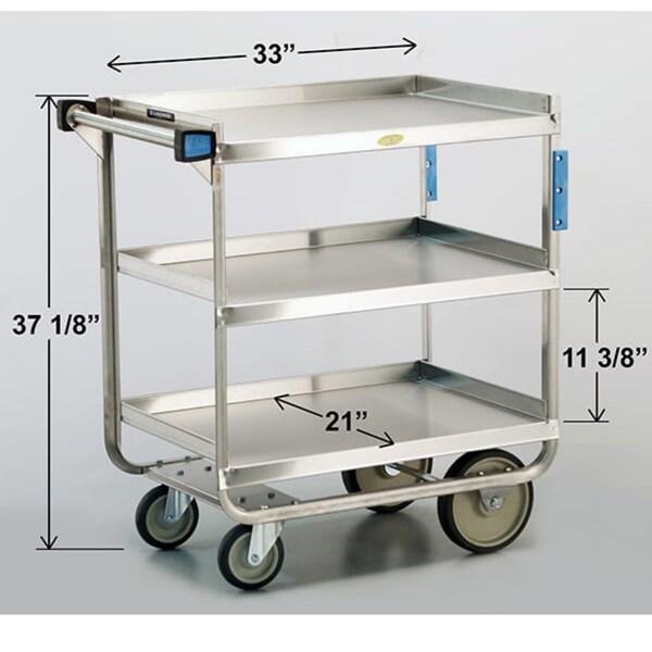 Lakeside Stainless Steel Utility Cart; 700 Lb Capacity, 3 Shelf, 18"x27" - 722
