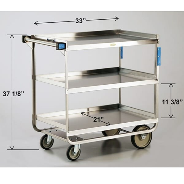 Lakeside Stainless Steel Utility Cart; 700 Lb Capacity, 3 Shelf, 21"x33" - 744