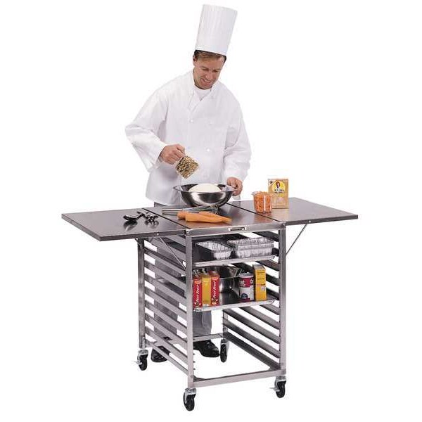 Lakeside Wing Table Cart, Stainless, 53"x29"x35" - 110