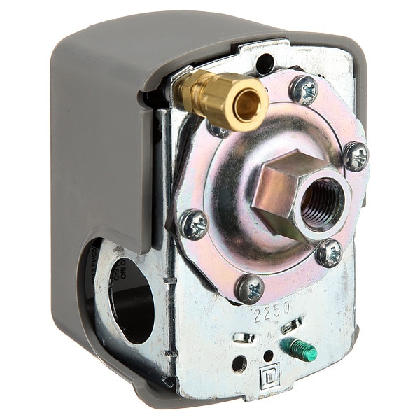 Interruptor de presión Telemecanique Sensors, (1) puerto, 1/4 pulgadas FNPS, DPST, 60 a 200 psi, Acción estándar - 9013FHG52J59X
