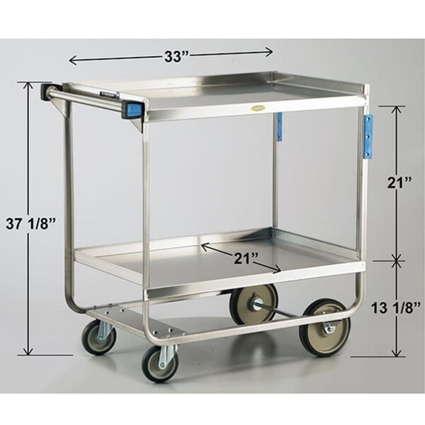 Lakeside Stainless Steel 2 Shelf Utility Cart, 700 lb Capacity, 21"x33", NSF - 543