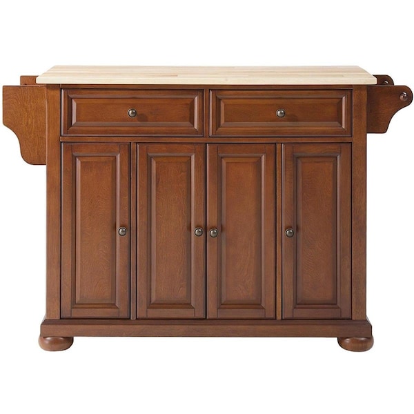 Crosley Furniture Alexandria Natural Wood Top Kitchen Island - Vintage Grey - KF30201AGY