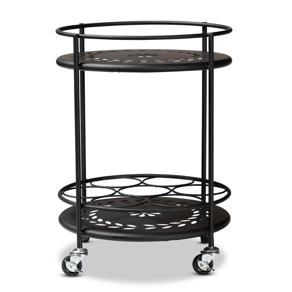 Baxton Studio Dallan Modern Industrial Black Metal 2-Tier Kitchen Cart - 193-12118-ZORO