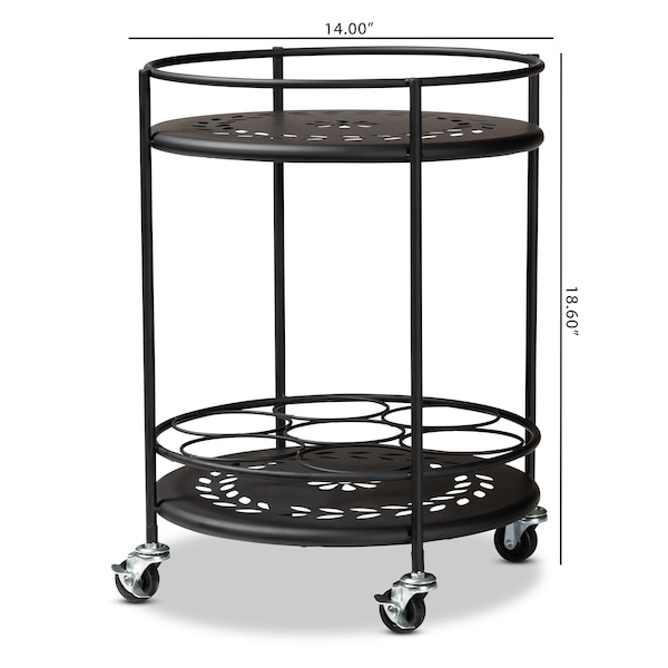 Baxton Studio Dallan Modern Industrial Black Metal 2-Tier Kitchen Cart - 193-12118-ZORO