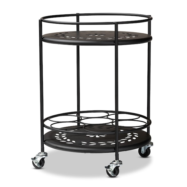 Baxton Studio Dallan Modern Industrial Black Metal 2-Tier Kitchen Cart - 193-12118-ZORO