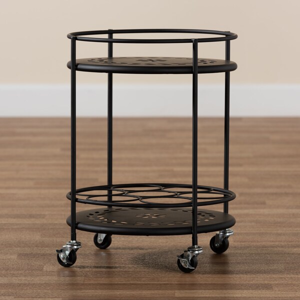 Baxton Studio Dallan Modern Industrial Black Metal 2-Tier Kitchen Cart - 193-12118-ZORO