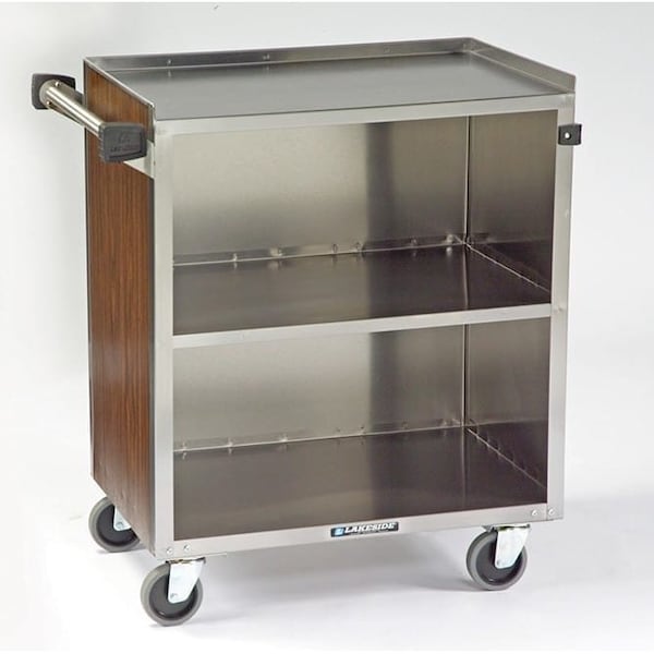 Lakeside Stainless Enclosed Bussing Cart, 3 Shelf, 300 lb Capacity, 18"x27" - 622