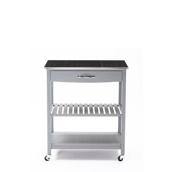 Boraam Boraam 50658 Holland Kitchen Cart with Stainless Steel Top - Gray - 50658