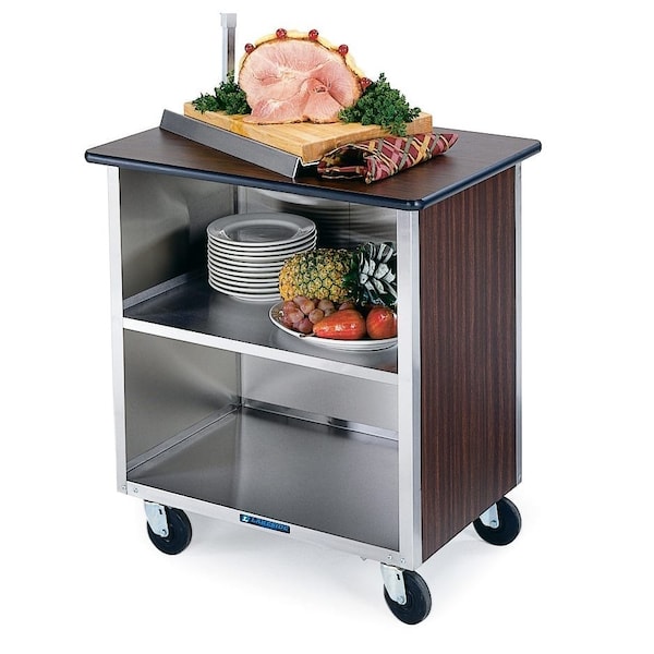 Lakeside Enclosed Bussing Cart w/ Wood Laminate Top, 3 Shelf - 21"x35" - 646