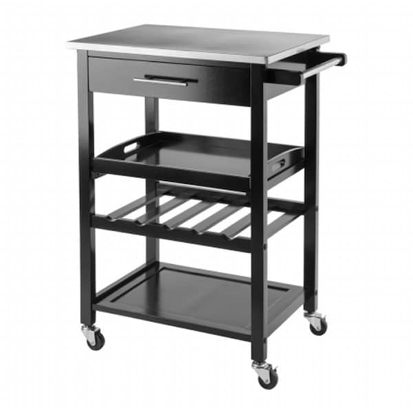 Winsome Trading Anthony Kitchen Cart With Stainless Steel- Black - 20326