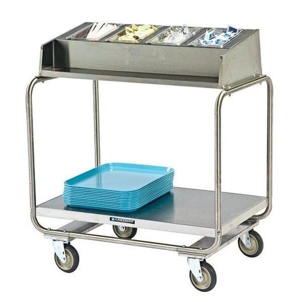 Lakeside Stainless Tray-N-Silver Cart;Holds (4)1/4 Size Pans, (130)16"x22" Trays - 214