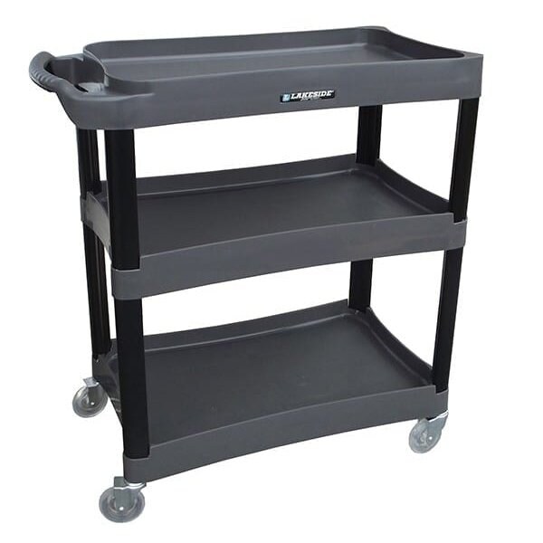 Lakeside Deep Well Plastic 3-Shelf Cart;300 lb Limit, 16-1/4"x28-3/4"-Charcoal - 2507