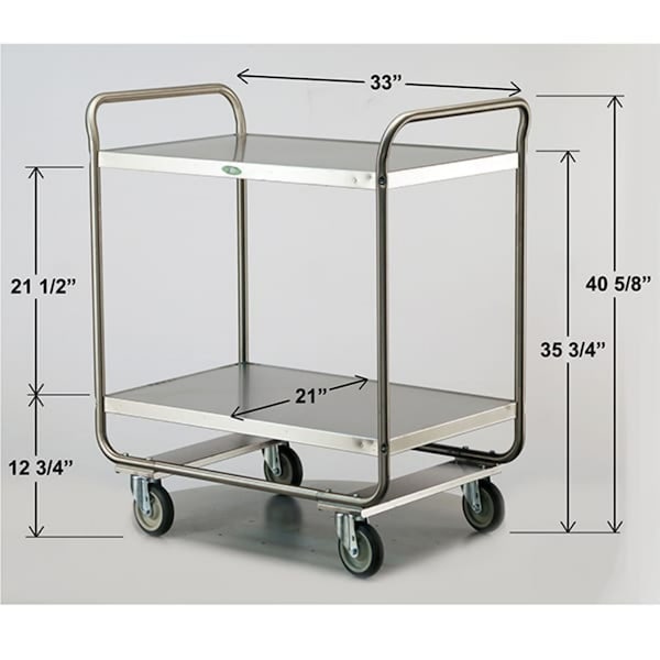 Lakeside Tubular Frame Stainless Steel 2-Shelf Cart; 500 lb Capacity, 21"x33" - 243