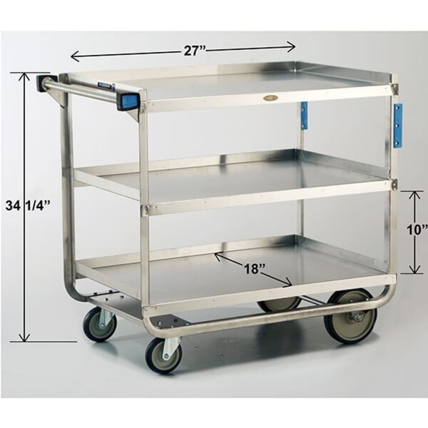 Lakeside Stainless Steel Utility Cart; 1,000 Lb Capacity, 3 Shelf, 18"x27" - 939