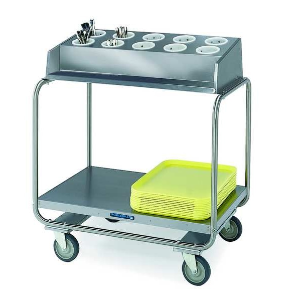 Lakeside Tray Cart; Stainless Steel, Fits (10) Flatware Cylinders, (130) Trays - 213