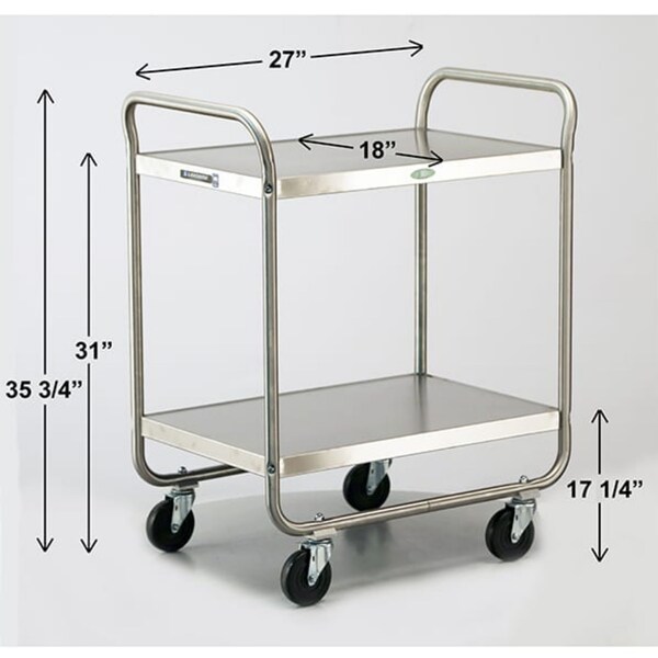 Lakeside Tubular Frame Stainless Steel 2-Shelf Cart; 500 lb Capacity, 18"x27" - 221