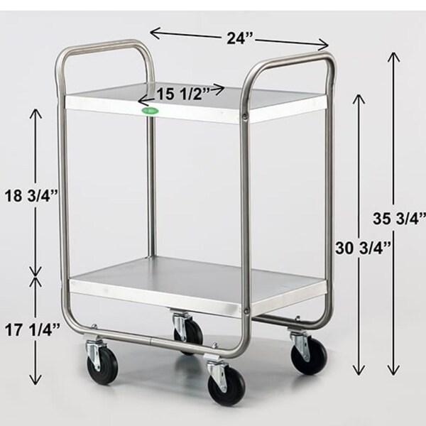 Lakeside Tubular Frame Stainless Steel 2-Shelf Cart;500 lb Capacity, 15-1/2"x24" - 210