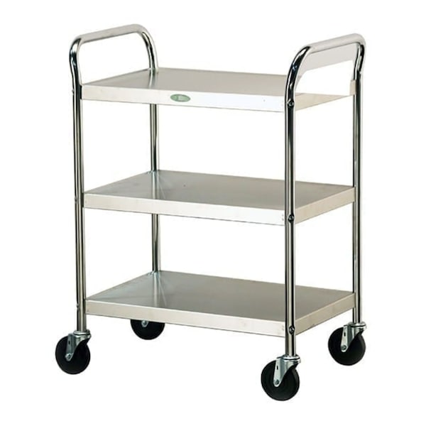 Lakeside Tubular Chrome Frame 3 Shelf Cart; 500 lb Capacity, 18"x27" - K.D. - 489