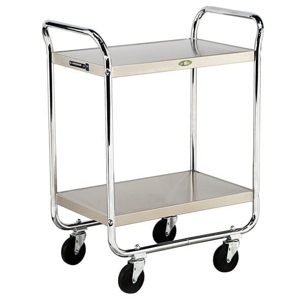 Lakeside Tubular Chrome Frame 2 Shelf Cart; 500 lb Capacity, 15-1/2"x24" - 472