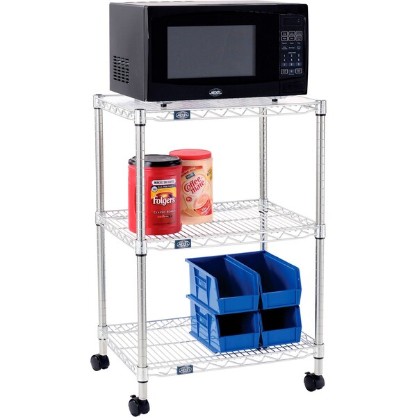 Nexel Poly-Z-Brite 3 Tier, Single Station Wire Microwave Cart, 24inL x 18inW x 36inH - 806449