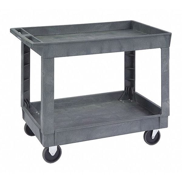 Lakeside Deep Well Plastic 2-Shelf Cart; 500 lb Capacity, 16"x30-1/3" - Charcoal - 2521
