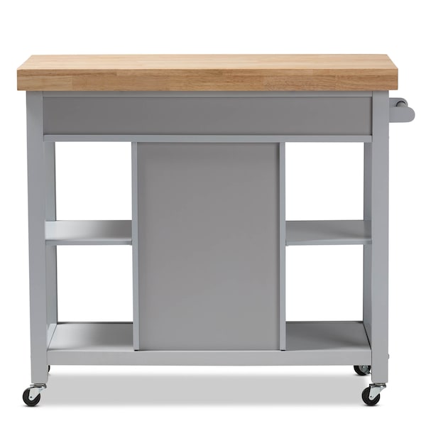 Baxton Studio Hayward Coastal and Farmhouse Light Grey Wood Kitchen Cart - 143-7947