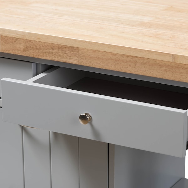 Baxton Studio Hayward Coastal and Farmhouse Light Grey Wood Kitchen Cart - 143-7947