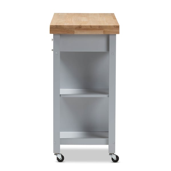 Baxton Studio Hayward Coastal and Farmhouse Light Grey Wood Kitchen Cart - 143-7947