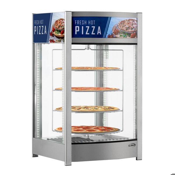 Koolmore 18 in. Commercial Pizza Display Warmer for 12 in. Pies with 4 Rotating Racks in Stainless-Steel - KM-HPD4-12