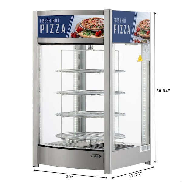 Koolmore 18 in. Commercial Pizza Display Warmer for 12 in. Pies with 4 Rotating Racks in Stainless-Steel - KM-HPD4-12