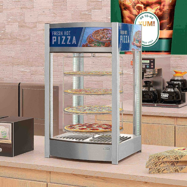 Koolmore 18 in. Commercial Pizza Display Warmer for 12 in. Pies with 4 Rotating Racks in Stainless-Steel - KM-HPD4-12