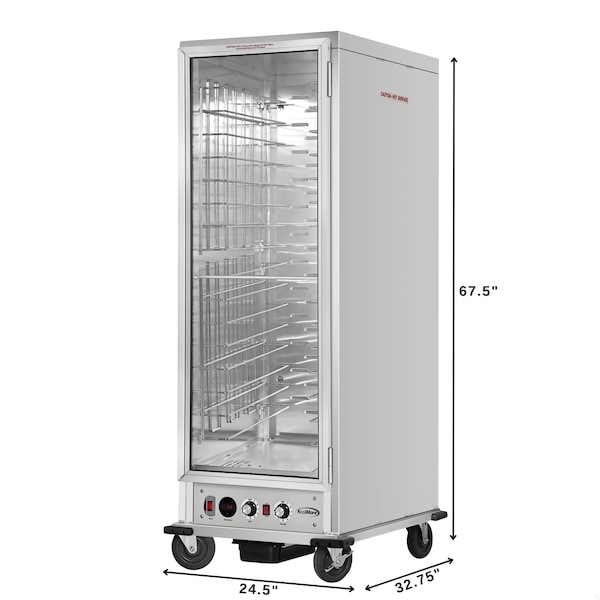 Koolmore 33 in. Commercial Insulated Heated Holding/Proofing Cabinet with Glass Door and Wire Racks - KM-CHP36-WIGL