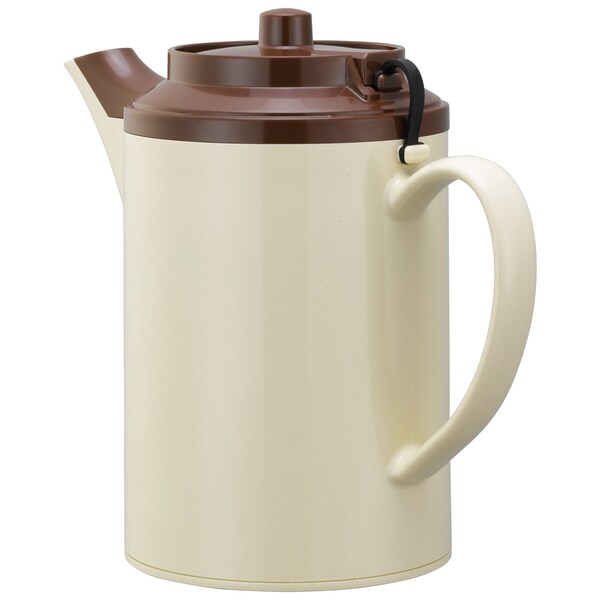 Service Ideas Plastic Teapot with Tethered Lid, Double Wall, 16 Ounce, Stoneware Brown - TST612ST/BR