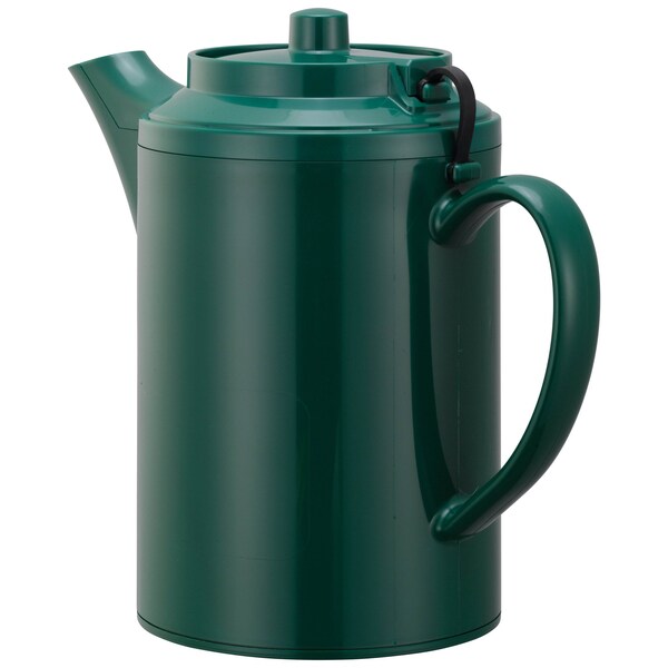 Service Ideas Plastic Teapot with Tethered Lid, Double Wall, 16 Ounce, Forest Green - TST612FG