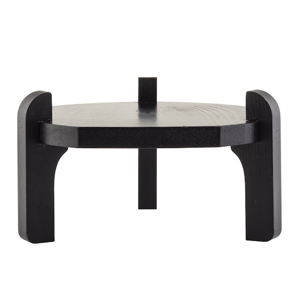 Tablecraft Glass Beverage Dispenser Stand, Blk Wood - 10756