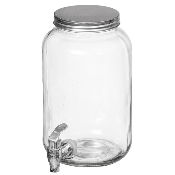 Basicwise 2-Pcs Versatile Glass Drink Dispenser Set with Metal Stand and Stainless Steel Spigots - Ideal - QI004713
