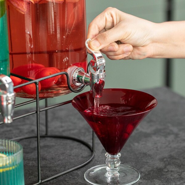 Basicwise 2-Pcs Versatile Glass Drink Dispenser Set with Metal Stand and Stainless Steel Spigots - Ideal - QI004713
