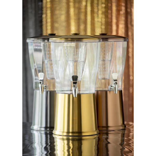 Service Ideas Beverage Dispenser, Round, 3 Gallon with Infuser Tube, Stainless Steel, Vintage Gold - CBDRT3VGSS