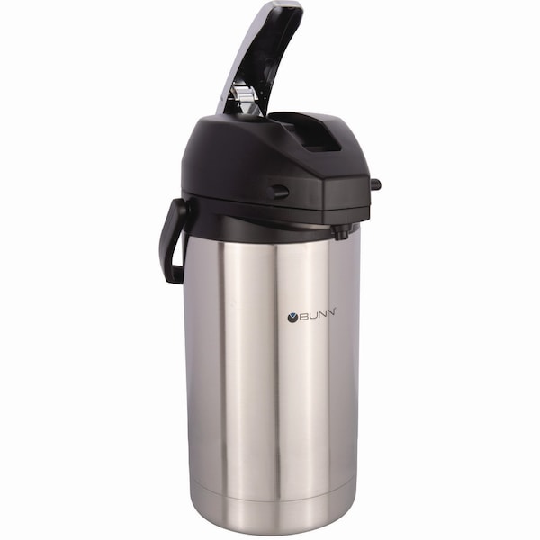 Bunn Lever Action Airpot, 3 Liter, Stainless Steel/Black - 32130