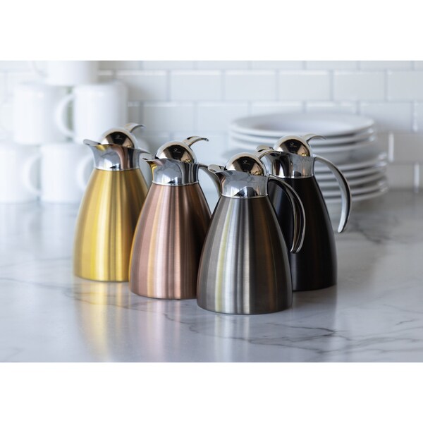 Service Ideas Marquette Series Push Button Stainless Vacuum Insulated Carafe, 33.8 Ounce, Black Onyx - MAR10BSPBBX