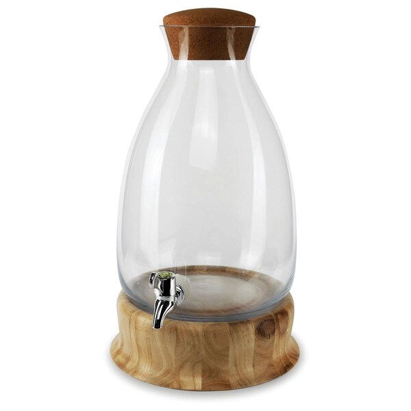 Circleware Central Park 202oz. Beverage dispenser w wooden base and cork lid - 92046