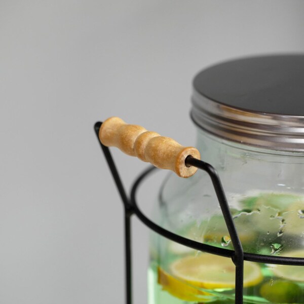 Basicwise 1.6-Gallon Glass Drink Dispenser with Stainless Steel Spigot - Water and Juice Container,  - QI004712