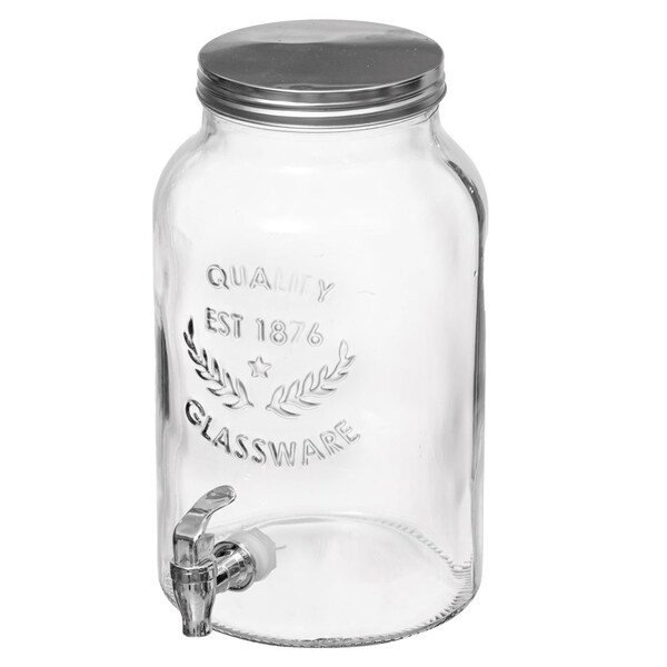 Basicwise 1.6-Gallon Glass Drink Dispenser with Stainless Steel Spigot - Water and Juice Container,  - QI004712